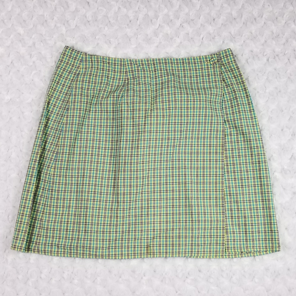 Vtg Ann Taylor LOFT plaid wrap skirt size 8